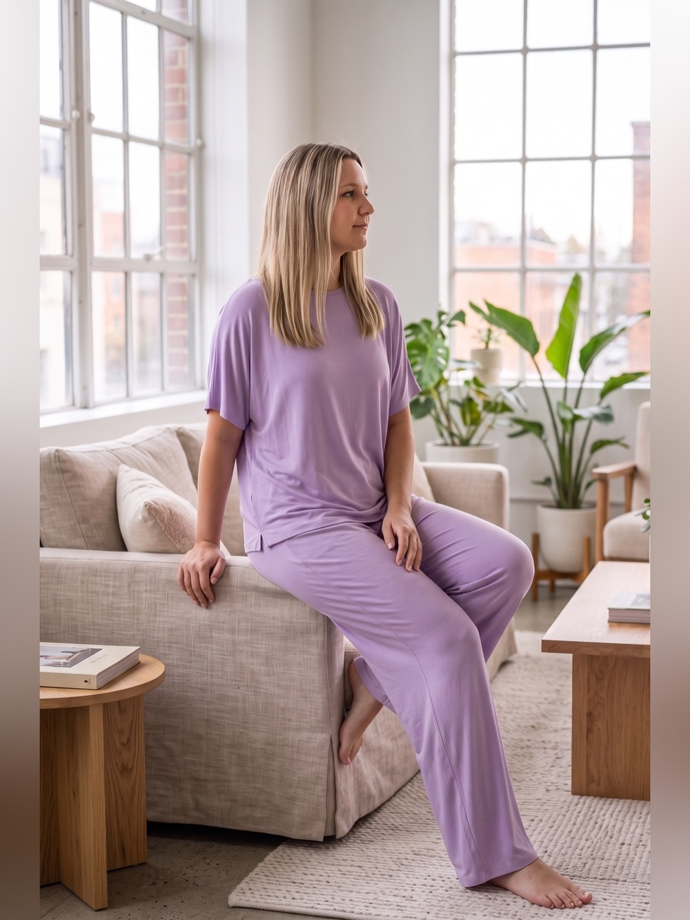 Dear Scarlett Coastal Lilac Plus-Size Lounge Travel Set - Picture 2 of 4